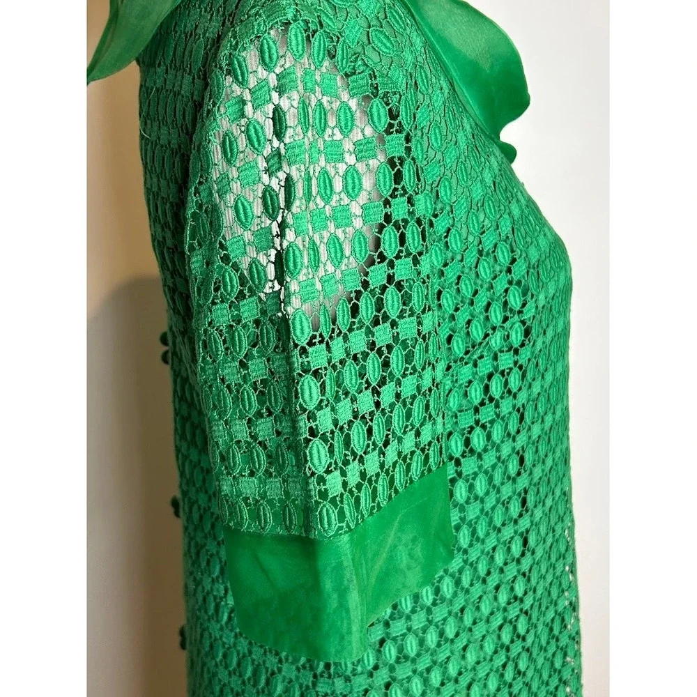 VTG R T Paras Manila Womens Emerald Green Lace Overlay Cowl Neck Shift Dress Med